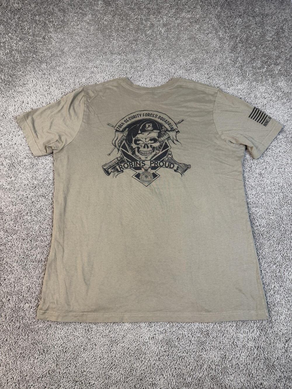 Nine Line Shirt Mens 2XL Green Skull Graphic Crew Neck Cotton Made In USA